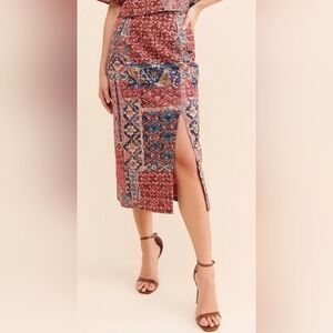 Anthropologie Nikita Mhaisalkar Sequined Abstract Moroccan Printed Deco Skirt XS